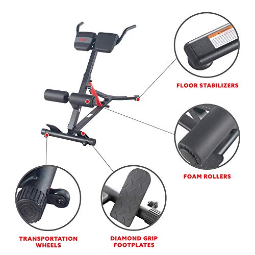 Sunny Health & Fitness Hyperextension incline,flat Roman Chair with Dip Station - SF-BH620062 , Black Sunny Health & Fitness