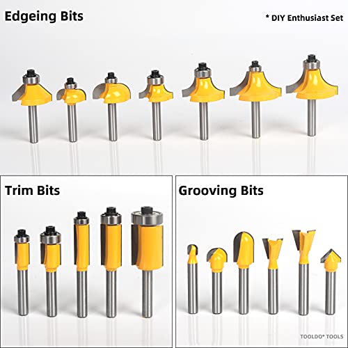 TOOLDO Router Bit Set 35 Pcs 1/4 inch Shank, Professional Router Bit Kit for DIY, Woodworking Project, High Grade TOOLDO