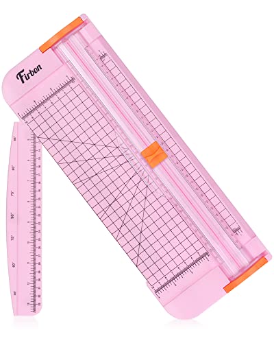Firbon A4 Paper Cutter 12 Inch Titanium Straight Paper Trimmer with Side Ruler for Scrapbooking Craft, Paper, Coupon, Label, Cardstock(Pink) Firbon