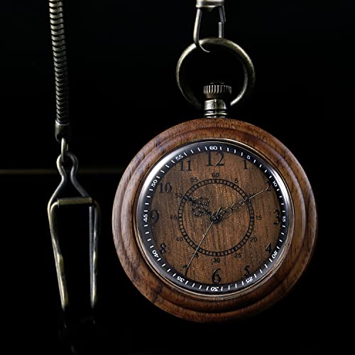Tiong to My Husband Gifts Personalized Engraved Wood Pocket Watch for Men Husband Anniversary Christmas Birthday Wooden Quartz Pocket Watch Best Tiong
