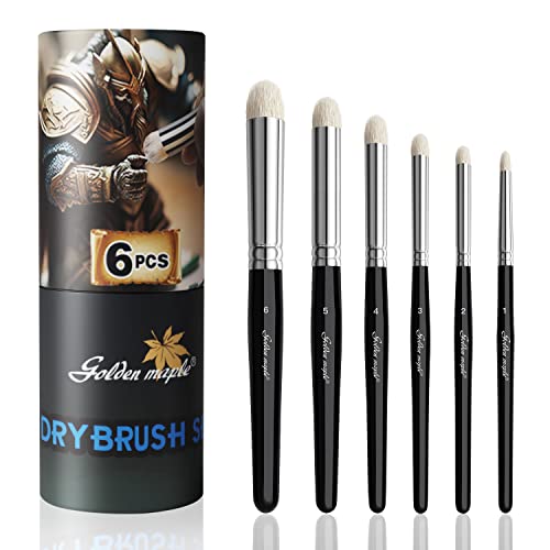 Dry Brush Miniature Painting Drybrush Set - 6PC Golden Maple Professional Modellers Miniature Paint Brushes for Warhammer 40k, DND Miniatures, golden maple