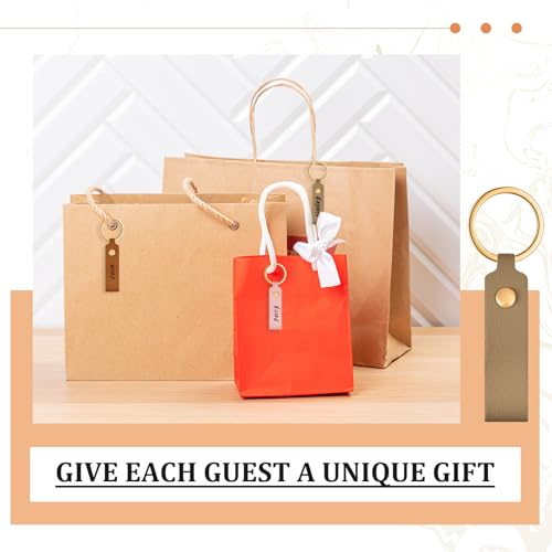 Wavyknot 200 Pack Personalized Leather Keychain Leather Kit PU Leather Keychain Blanks with Key Rings and Rivets Key Chain Blanks for DIY Craft Laser Wavyknot