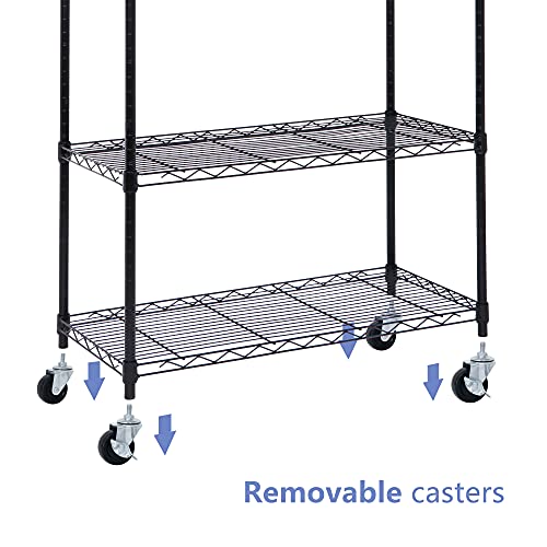 SUPER DEAL Black 5-Shelf Heavy Duty Storage Wire Shelving Unit with Wheels for Restaurant Garage Pantry Kitchen Garage Rack (30L x 14W x 63H) SUPER DEAL
