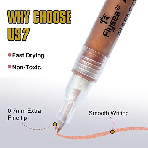 EBOT Metallic Marker Pens, Gold ,Rose Gold and Silver Metallic Permanent Markers for Artist Illustration, Crafts, Gift Card Making, Scrapbooking, EBOT