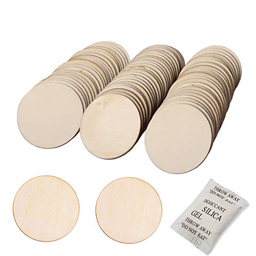 BEADNOVA Round Wood Circle Natural Unfinished Wooden Discs Plywood Circles Cutout for DIY Crafts (2 Inch, 50 Pieces) BEADNOVA