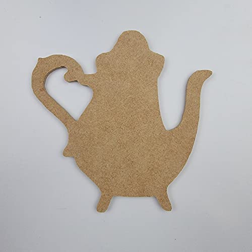 11"Fancy Teapot, Unfinished Wood Art Shape by Wooden Craft Cutouts Wooden Craft Cutouts
