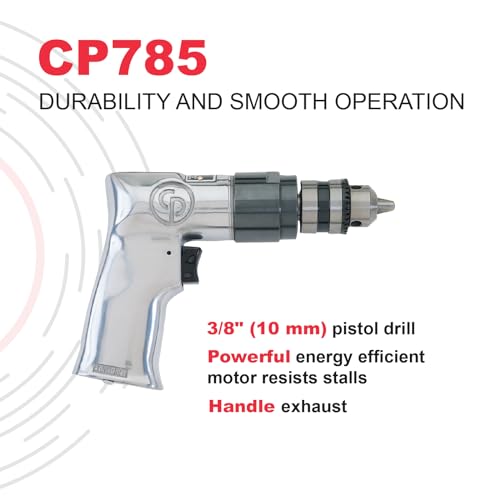 Chicago Pneumatic CP785 - Air Power Drill, Power Tools & Home Improvement, 3/8 Inch (10 mm), Keyed Chuck, Aluminum Housing, Pistol Handle, 0.5 HP / Chicago Pneumatic