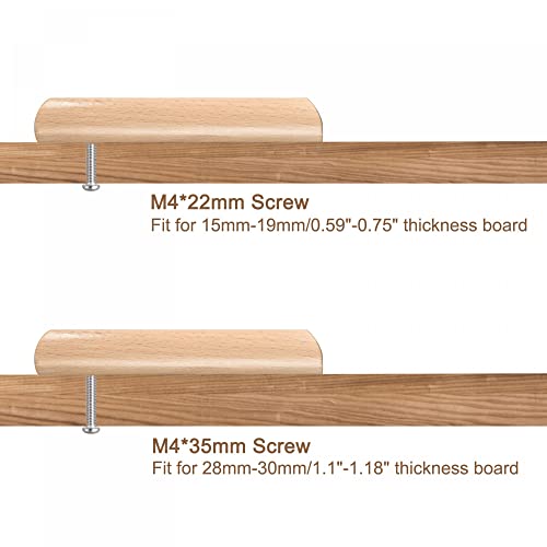 uxcell Wood Pull Handles, 4pcs 96mm/3.78" Hole Distance Wooden Drawer Unfinished Knobs Pulls for Kitchen Furniture Drawer Wardrobe Cupboard uxcell
