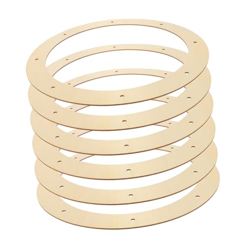 COHEALI 6pcs Wooden Punched Blank DIY Wreath Wooden Frame Holiday Decoration Hanging Base () 10pcs Wood Ring Wreath Boards Wooden Floral Hoops Craft COHEALI