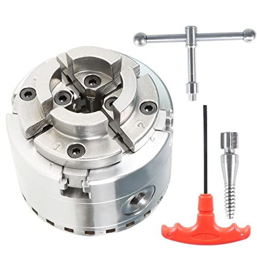 Findmall 2-3/4 Inch 4 Jaw Self-Centering Keyed Lathe Chuck Set Wood Lathe Chuck with 1-Inch x 8TPI Thread findmall