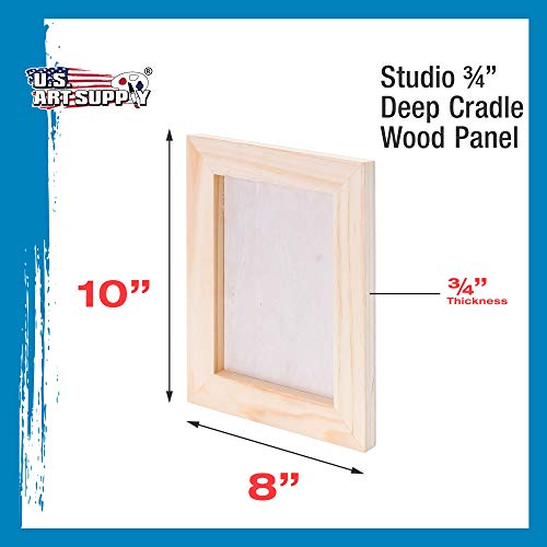 U.S. Art Supply 8" x 10" Birch Wood Paint Pouring Panel Boards, Studio 3/4" Deep Cradle (Pack of 5) - Artist Wooden Wall Canvases - Painting U.S. Art Supply