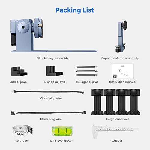IKIER R1 Pro 4-in-1 Laser Rotary Set, Multi-Function Chuck and Roller Rotary for Most Laser Engraver, Jaw Chuck Rotary, Y-axis Rotary Roller for IKIER