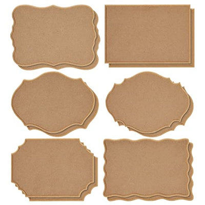 12-Pack MDF Unfinished Wood Plaques, 7.2x5 Inch Mini Boards, Rustic-Style Signs, Natural Signboards for Home Decor and DIY Projects, 6 Designs, 2 of