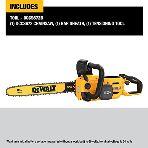 DEWALT 60V MAX Cordless Chainsaw, 18 in., Tool Only (DCCS672B) DEWALT
