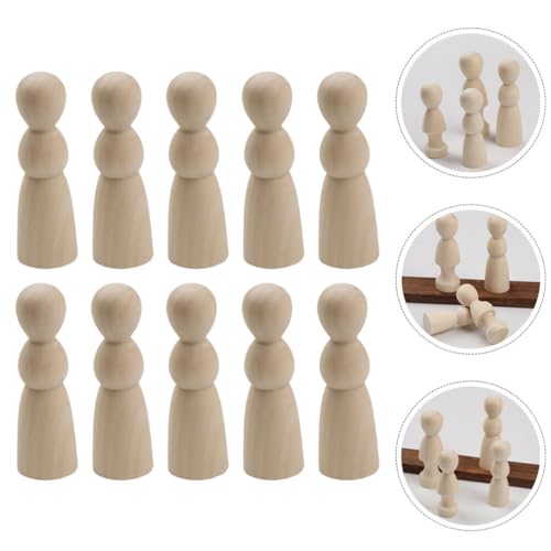 Operitacx 10pcs Unfinished Wood Peg Dolls Little Wooden Peg People Decorative Wood Doll DIY Painting Dolls for Peg People Crafts and Small World Play Operitacx