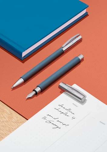 FABER-CASTELL 147142 Faber Castel Fountain Pen, EF Fine Point, Ambition Resin, Blue, Dual-Use Faber-Castell
