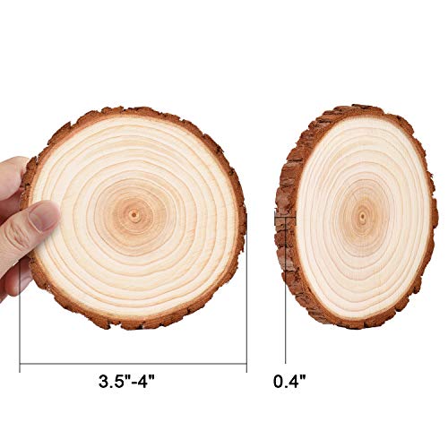 LESUMI Unfinished Natural Wood Slices with Bark - 20 Pcs 3.5-4 inch Wood Craft kit, DIY Kids Arts and Crafts Coasters Christmas Ornaments Rustic LESUMI
