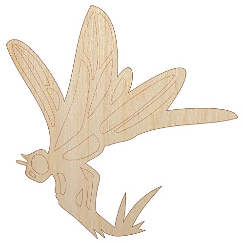 Perched Dragonfly Dasher Darner Insect Unfinished Wood Shape Piece Cutout for DIY Craft Projects - 1/8 Inch Thick - 4.70 Inch Size Sniggle Sloth