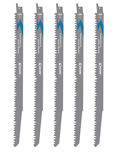 EZARC Wood Pruning Reciprocating Saw Blade, 12-Inch Recip Saw Blades R1231GS 6TPI (5-Pack)