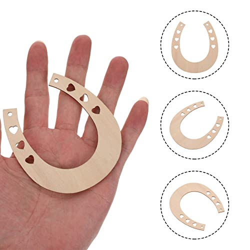 Sewroro 24pcs Horseshoe Shape Wood Cutouts for Crafts Unfinished Wooden Horseshoes DIY Painting Discs Slices Small Cowboy Party Decorations Sewroro