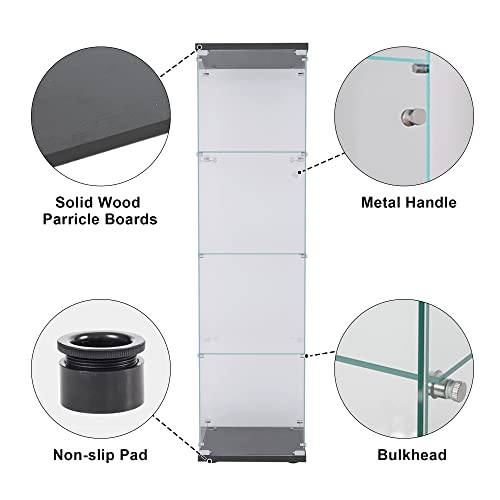 Yoluckea 4-Tier Glass Display Cabinet with Doors - Versatile Curio & Bookshelf for Home and Office Yoluckea