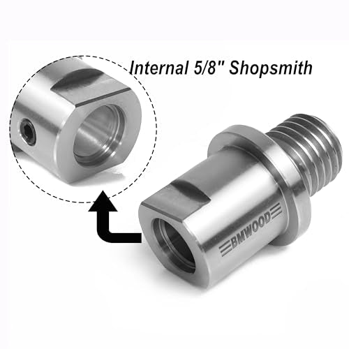 BMWOOD 5/8" Shopsmith Female to 1" x 8TPI Male Thread Adaptor, Woodworking Lathe Headstock Spindle Adaptor with Two Nylon Washers. BMWOOD