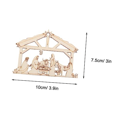 VILLFUL 20pcs Nativity Wood Shapes Nativity Ornaments Nativity Wood Cutouts for Crafts Religious Christmas Ornaments Holy Family Ornaments Christmas VILLFUL