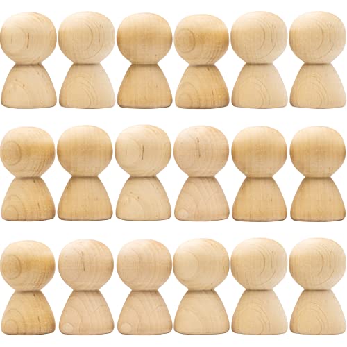 Wooden Peg Dolls Unfinished 2'' Set of 18 pcs - Wooden Peg People Unfinished - Wooden Dolls Peg - Wooden Figurines for Crafts - Unfinished Wooden AEVVV