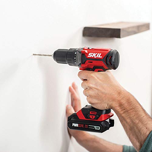 SKIL 20V 2-Tool Combo Kit: 20V Cordless Drill Driver and Impact Driver Kit Includes 2.0Ah PWR CORE 20 Lithium Battery and Charger - CB739001 Skil