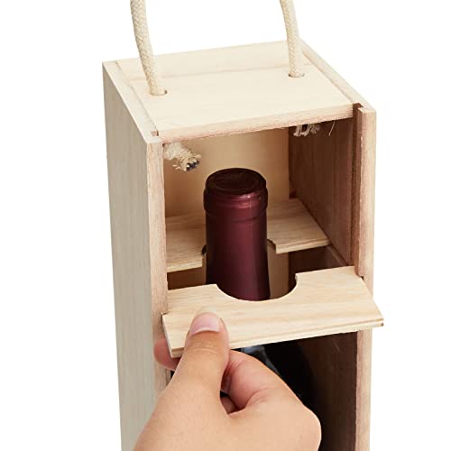 Juvale 2 Pack Unfinished Wooden Wine Boxes with Handles for DIY Crafts, Gifts, Birthday and Housewarming Parties, Customizable with Paint, Juvale