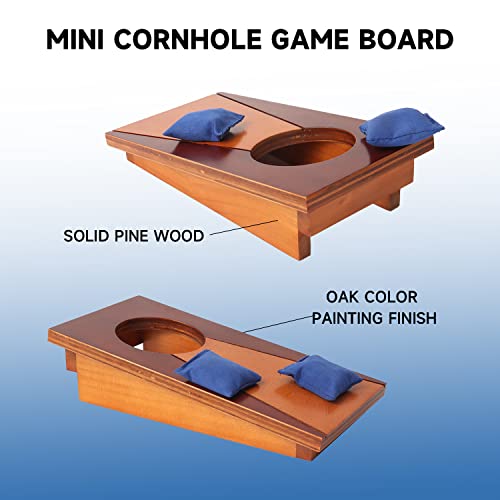GSE Mini 10"x5" Tabletop Cornhole Toss Game Set with 8 Bean Bags, Wooden Desktop Cornhole Game Set for Travel, Office Desk. Mini Bean Bag Toss Game GSE Games & Sports Expert