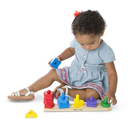 Melissa & Doug Stack and Sort Board - Wooden Educational Toy for age 2+ years With 15 Solid Wood Pieces Melissa & Doug