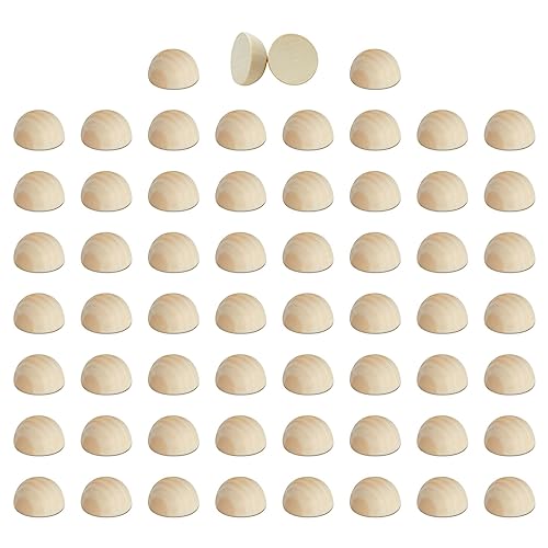 30 Pack Split Wood Balls for Crafts, 1.5-Inch Unfinished Half Wooden Beads for Art Supplies Juvale