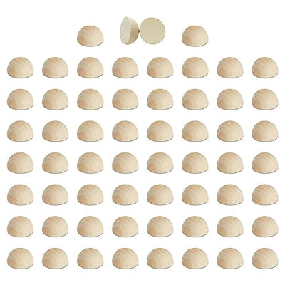 30 Pack Split Wood Balls for Crafts, 1.5-Inch Unfinished Half Wooden Beads for Art Supplies