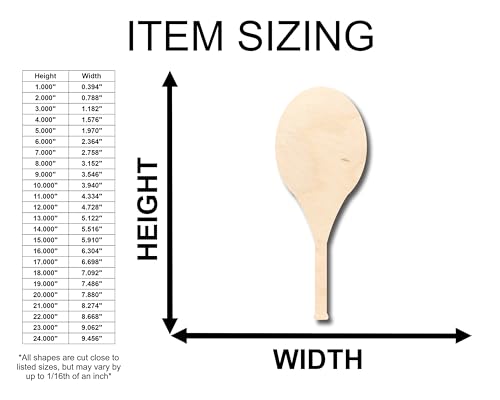Unfinished Wood Tennis Racket Shape - Craft - up to 36" DIY 12" / 3/4" 24 Hour Crafts
