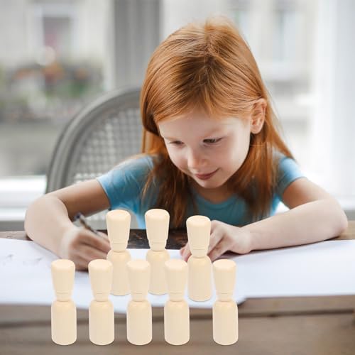 MAGICLULU 20pcs Wood Peg Doll Unfinished Wooden Dolls Blank Wooden Peg Dolls Natural Unpainted Wood Figures for Art Craft Painting DIY Projects MAGICLULU