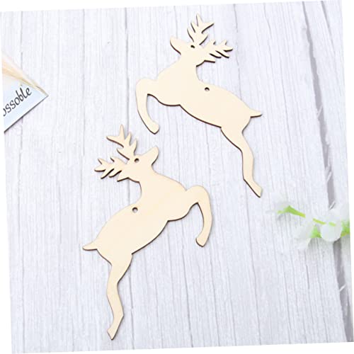 ABOOFAN 10pcs Unfinished Wooden Slices Wood Cutouts Unfinished Wooden Christmas Cutouts Christmas Ornaments Xmas Christmas Deer Pendants Ornament ABOOFAN