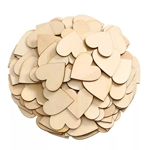 Unfinished Wooden Hearts for Crafts, 100 Pcs 2 inch Blank Unfinished Wood Craft Kit with DIY Craft Pieces for Wedding Ornaments Christmas Party WURONXIN