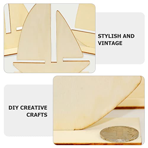 EXCEART 10 Pcs Unfinished Wooden Sailboat Models Nautical Wood Cutouts Nautical Ocean Theme Sailboat Decor for Home School DIY Crafts Projects EXCEART