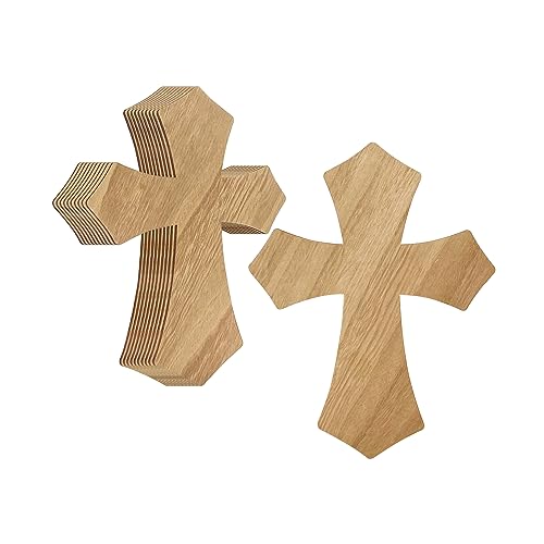 12 Inch 12 Pack Wood Cross Unfinished Wooden Crosses for Crafts Blank Wood Cross for Wall Decor DIY Project Cregugua
