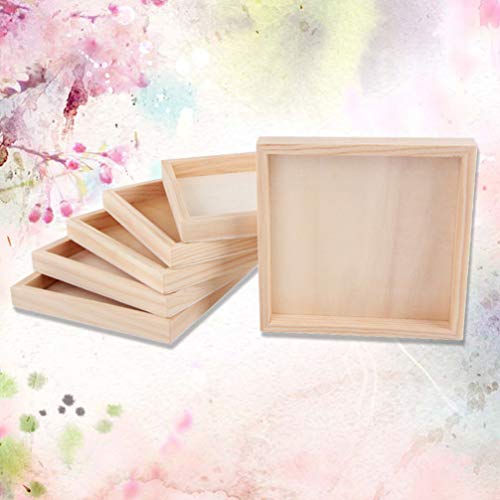 Homoyoyo Square Serving Tray 18Pcs Unfinished Wood Panels Tray Small Wood Serving Tray for Crafts Wooden Panel Boards for Painting Pouring Arts Blank Homoyoyo