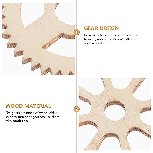 Amosfun 50pcs Mini Wooden Gear Puzzle Buttons Unfinished Wood Pieces Crafts DIY Painting Decorations Amosfun