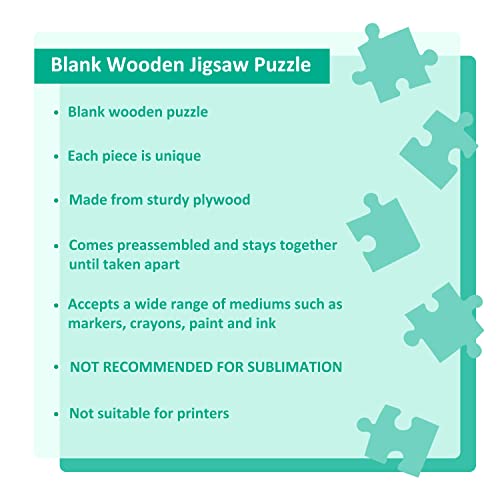 48 Piece Blank Puzzle with Puzzle Tray to Draw on, Each Piece is Unique, Custom Puzzle 14.2x10.6 Inches for Crafts & DIY, Make Your Own Wooden Jigsaw MoinKidz