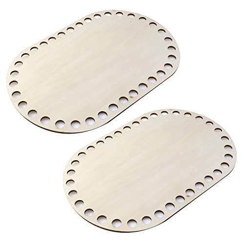 UTALIND 2 Pcs Oval Wooden Basket Bottom Shapers, Blank Hollow Basket Wood Bases for DIY Knitting Crochet Bag Bottom Shaper Craft Making Basket UTALIND