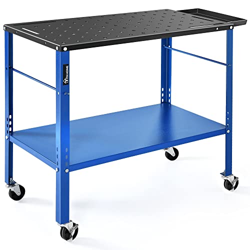 YITAHOME Portable Welding Table, 36" x 18" Welding Table Top with 5/8" Holes, Casters with Brakes, 1200lb Load Capacity Metal Welding Bench, Extra YITAHOME