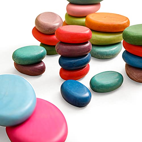 OESSUF 16PCs Stacking Rocks Wooden Stacking Toys Balancing Stacking Stones Wooden Stone Stacking Game for Toddler Wood Sorting Montessori Stacking OESSUF
