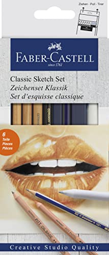 Faber-Castell Classic Sketch Set - 6 Piece Graphite & Pastel Pencil Sketching Set Faber-Castell