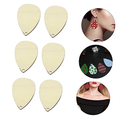 SEWACC 50pcs Water Drop Earrings Wood Piece Earring Pendants with Hole Ornament Earrings DIY Earring Supplies Earring Making Charm Unfinished Earring SEWACC