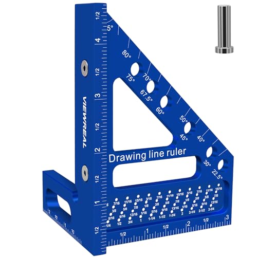 3D Multi-Angle Aluminum Alloy Woodworking Square Ruler, 22.5-90 Degree Protractor, High Precision Miter Triangle Ruler for Engineers, Carpenters, and ViewReal