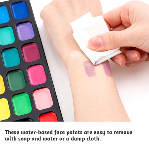 Transon 12colors Face Painting Kit for Kids Adults Non-toxic Water-based Paint with Brushes Stencils and Glitters TRANSON